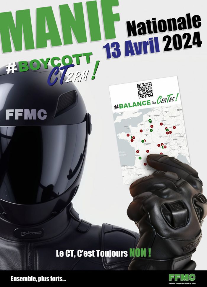 Affiche du FFMC qui appelle à la manifestation et au boycott