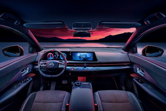 Vu interieur de la nissan Ariya Nismo