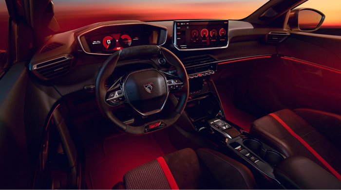 int&eacute;rieur de la Peugeot E-208 GTI